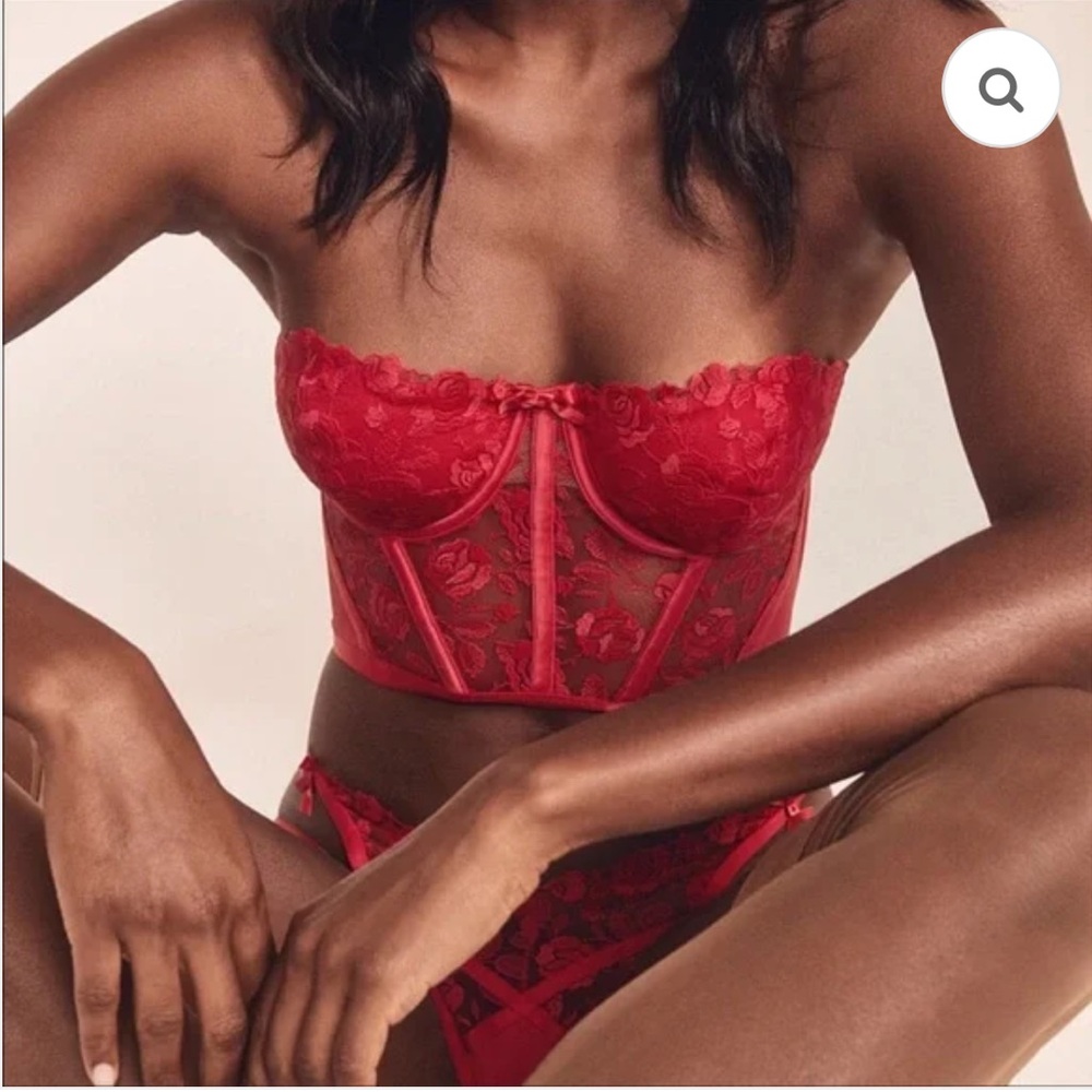 For Love and Lemons Rose Petal Bustier in Red